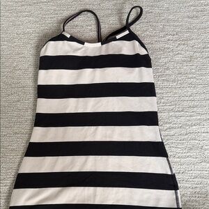 Lululemon Athletica Black and White Striped Tank Top